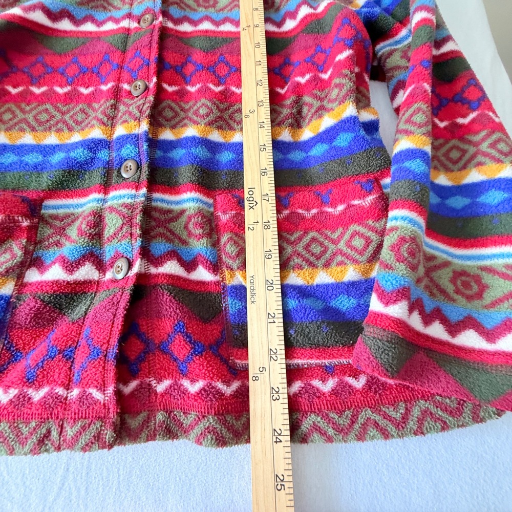 Vintage Studio Works Fleece Hoodie Women Geometric Aztec Button 90s - Picture 8 of 11